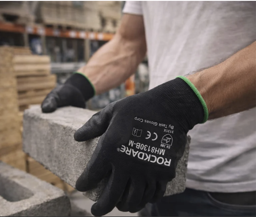 TASK 13G Black Polyurethane Coated Gloves, Black, MH8130B