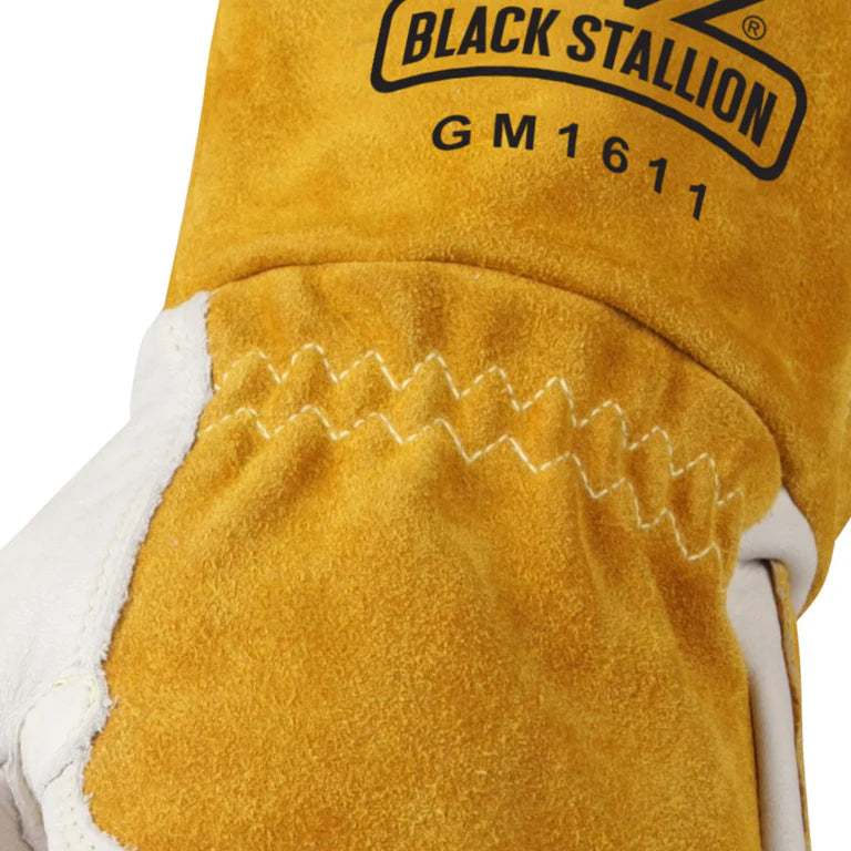 Black Stallion MIG Welding Gloves w/Reinforced Palm, GM1611-WT, Natural/White