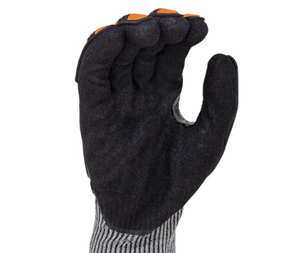 TASK ROCKDARE 13G ANSI A5 Cut Resistant Double Dipped Sandy Nitrile Coated Impact Gloves, Gray, RD1019