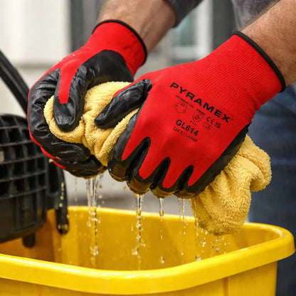 Pyramex GL614 A1 Cut Nitrile Dipped Gloves, Red