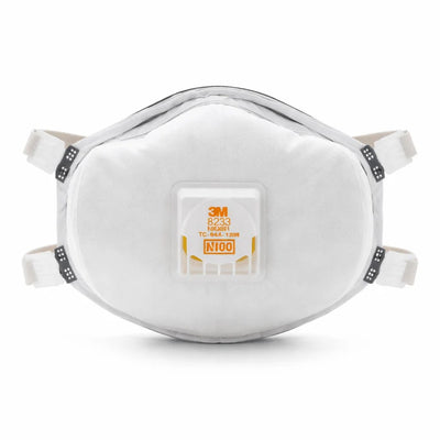3M 8233 N100 Industrial Respirator with Valve, USA Made, White