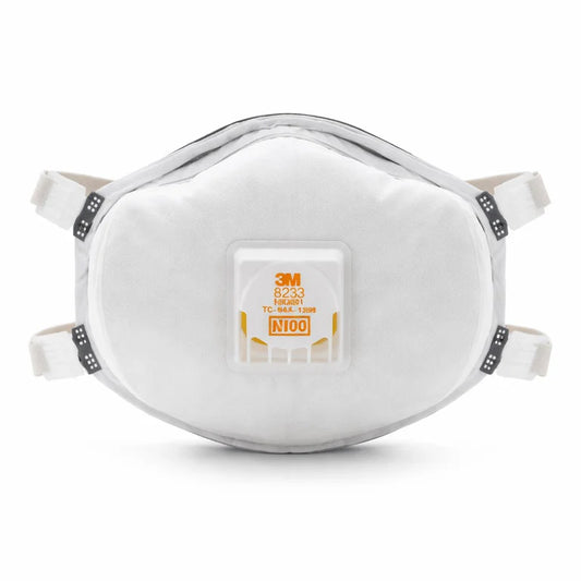 3M 8233 N100 Industrial Respirator with Valve, USA Made, White