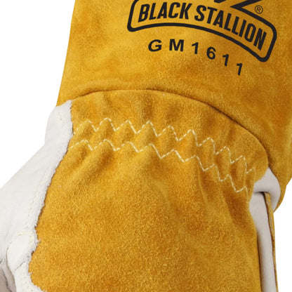 Black Stallion MIG Welding Gloves w/Reinforced Palm, GM1611-WT, Natural/White