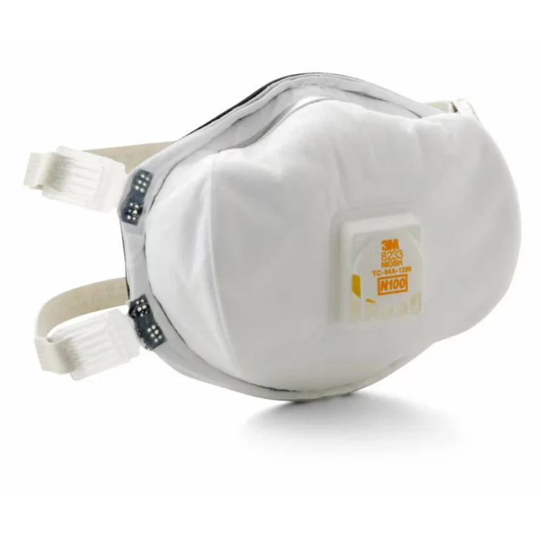 3M 8233 N100 Industrial Respirator with Valve, USA Made, White